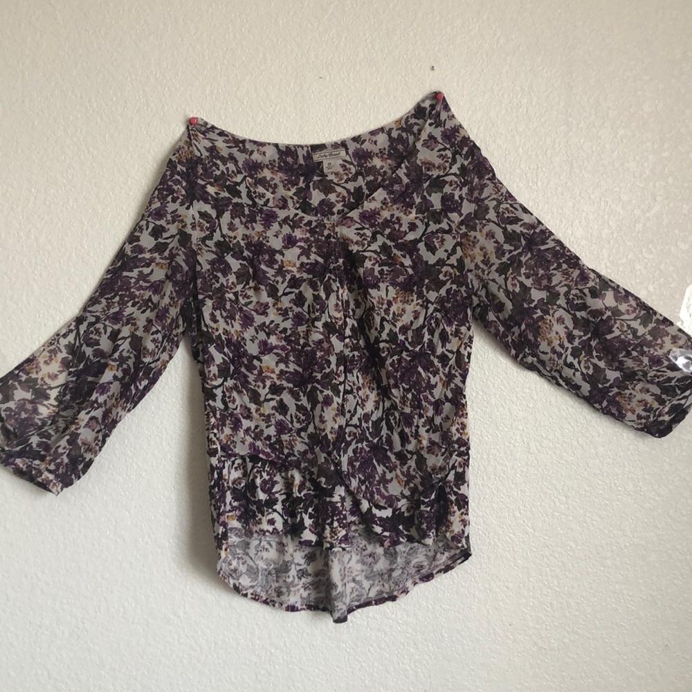 Floral Long Sleeve with Slits in Sleeve